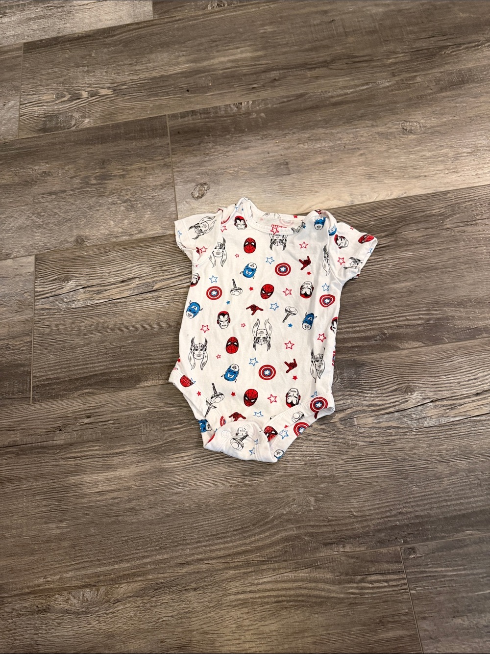 Marvel Print White Baby One-Piece Bodysuit